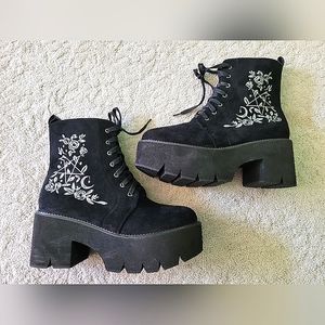 Embroidered Witchy Platform Boots